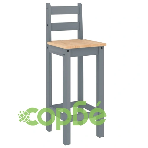 Бар комплект от 3 части, сив, масивна борова дървесина ➤ топ цена ➤ sorbe.bg