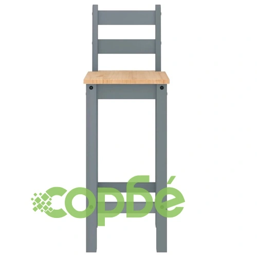 Бар комплект от 3 части, сив, масивна борова дървесина ➤ топ цена ➤ sorbe.bg