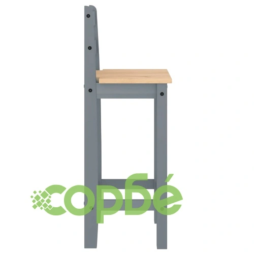 Бар комплект от 3 части, сив, масивна борова дървесина ➤ топ цена ➤ sorbe.bg