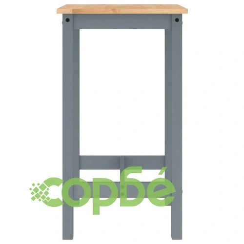 Бар комплект от 3 части, сив, масивна борова дървесина ➤ топ цена ➤ sorbe.bg