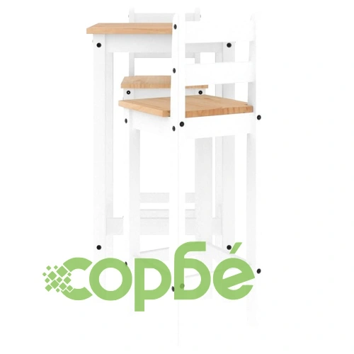 Бар комплект от 3 части, бял, масивна борова дървесина ➤ топ цена ➤ sorbe.bg