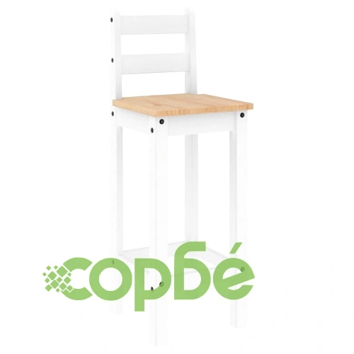 Бар комплект от 3 части, бял, масивна борова дървесина ➤ топ цена ➤ sorbe.bg