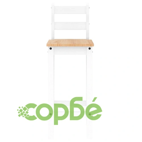 Бар комплект от 3 части, бял, масивна борова дървесина ➤ топ цена ➤ sorbe.bg