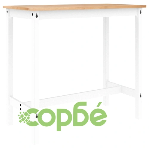 Бар комплект от 3 части, бял, масивна борова дървесина ➤ топ цена ➤ sorbe.bg