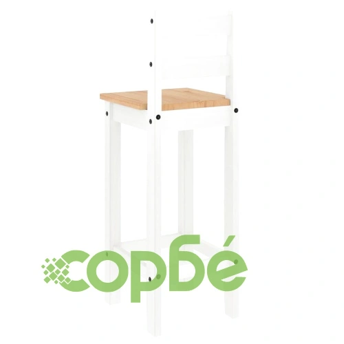 Бар комплект от 3 части, бял, масивна борова дървесина ➤ топ цена ➤ sorbe.bg