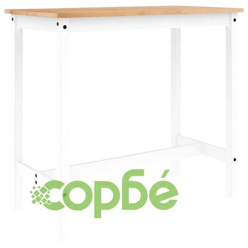 Бар комплект от 3 части, бял, масивна борова дървесина ➤ топ цена ➤ sorbe.bg