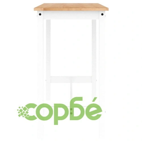 Бар комплект от 3 части, бял, масивна борова дървесина ➤ топ цена ➤ sorbe.bg