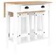 Бар комплект от 3 части, бял, масивна борова дървесина