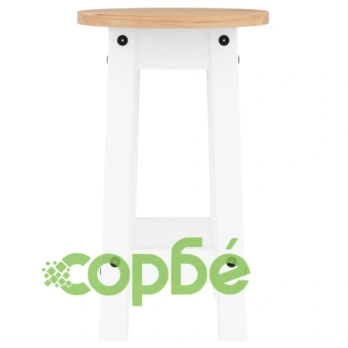 Бар комплект от 3 части, бял, масивна борова дървесина ➤ топ цена ➤ sorbe.bg