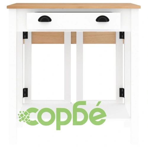 Бар комплект от 3 части, бял, масивна борова дървесина ➤ топ цена ➤ sorbe.bg