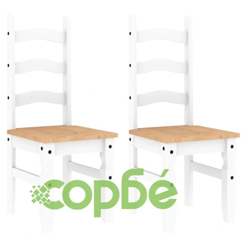 Трапезни столове 2 бр Corona бели 42x47x107 см бор масив ➤ топ цена ➤ sorbe.bg