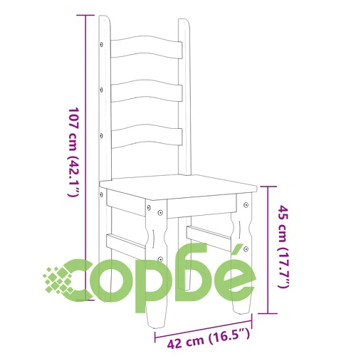 Трапезни столове 2 бр Corona бели 42x47x107 см бор масив ➤ топ цена ➤ sorbe.bg