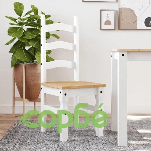 Трапезни столове 2 бр Corona бели 42x47x107 см бор масив ➤ топ цена ➤ sorbe.bg