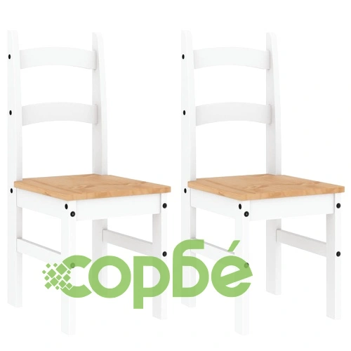 Трапезни столове 2 бр бели 40x46x99 см бор масив ➤ топ цена ➤ sorbe.bg
