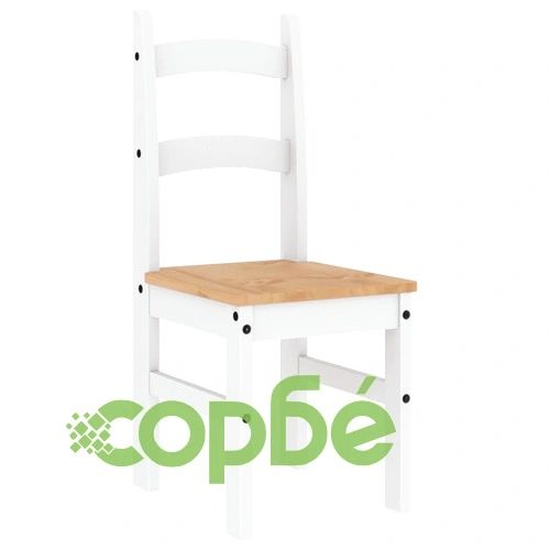 Трапезни столове 2 бр бели 40x46x99 см бор масив ➤ топ цена ➤ sorbe.bg