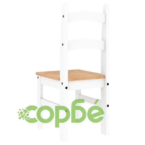 Трапезни столове 2 бр бели 40x46x99 см бор масив ➤ топ цена ➤ sorbe.bg