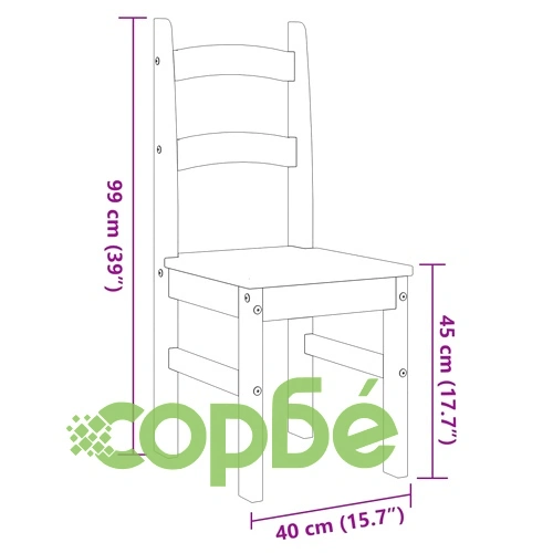 Трапезни столове 2 бр бели 40x46x99 см бор масив ➤ топ цена ➤ sorbe.bg