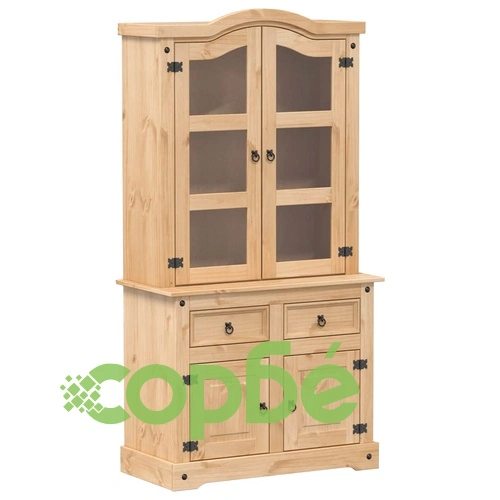 Стъклен шкаф витрина Corona 100x48,5x179 см бор масив ➤ топ цена ➤ sorbe.bg