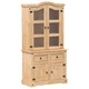 Стъклен шкаф витрина Corona 100x48,5x179 см бор масив