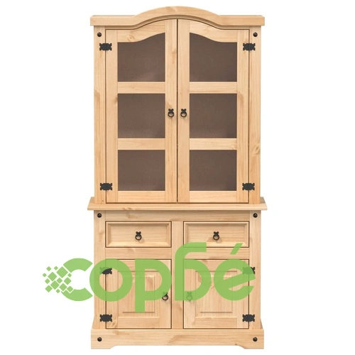 Стъклен шкаф витрина Corona 100x48,5x179 см бор масив ➤ топ цена ➤ sorbe.bg