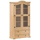 Стъклен шкаф витрина Corona 99x43x187 см бор масив