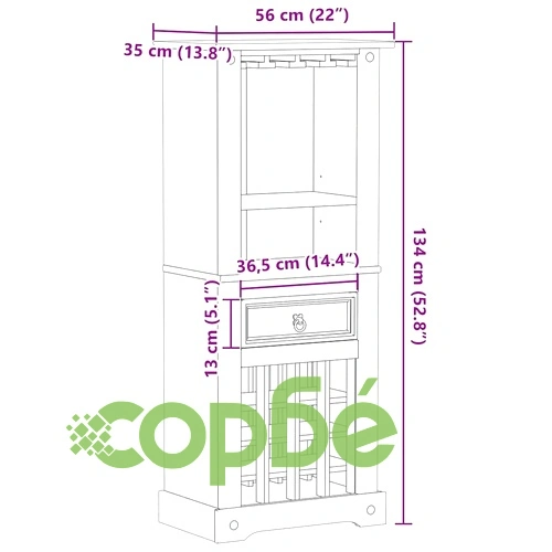 Поставка за вино Corona 56x35x134,5 см масивно дърво бор ➤ топ цена ➤ sorbe.bg