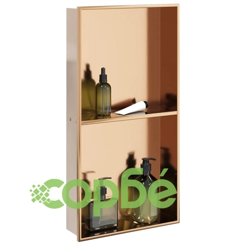 Душ ниша, златист мат, 32x62x9 см, неръждаема стомана ➤ топ цена ➤ sorbe.bg