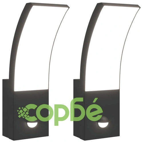 Външни LED стенни лампи със сензори, 2 бр, черен, лят алуминий ➤ топ цена ➤ sorbe.bg