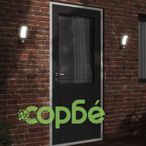 Външни LED стенни лампи със сензори, 2 бр, черен, лят алуминий ➤ топ цена ➤ sorbe.bg