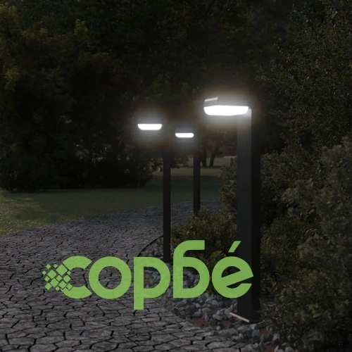 Външни подови лампи, 3 бр, черни, 80 см, лят алуминий ➤ топ цена ➤ sorbe.bg
