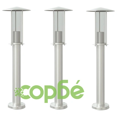 Външни подови лампи, 3 бр, сребристи, 60 см, неръждаема стомана ➤ топ цена ➤ sorbe.bg