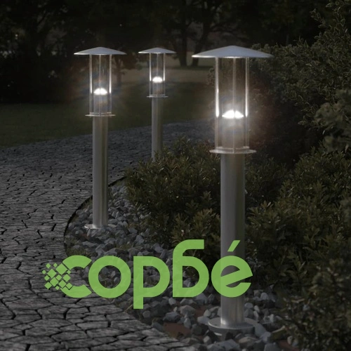 Външни подови лампи, 3 бр, сребристи, 60 см, неръждаема стомана ➤ топ цена ➤ sorbe.bg