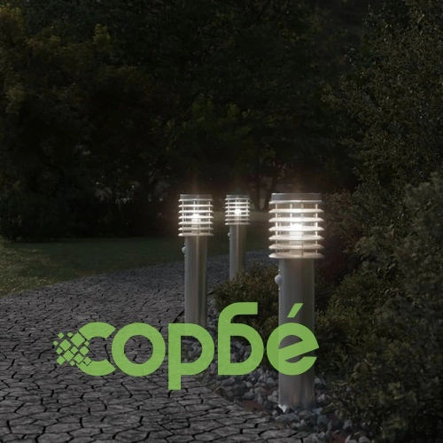 Външни подови лампи, със сензори, 3 бр, сребристи, 60 см, инокс ➤ топ цена ➤ sorbe.bg