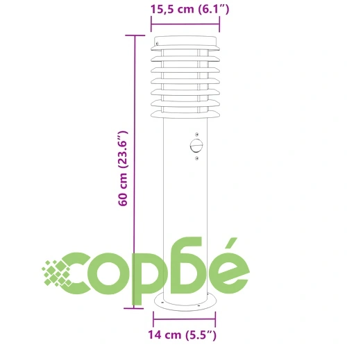 Външни подови лампи, със сензори, 3 бр, сребристи, 60 см, инокс ➤ топ цена ➤ sorbe.bg