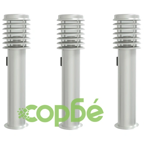 Външни подови лампи с контакт, 3 бр, сребристи, 60 см, инокс ➤ топ цена ➤ sorbe.bg