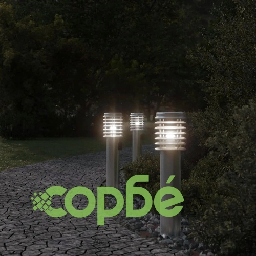 Външни подови лампи с контакт, 3 бр, сребристи, 60 см, инокс ➤ топ цена ➤ sorbe.bg