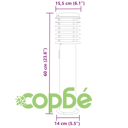 Външни подови лампи с контакт, 3 бр, сребристи, 60 см, инокс ➤ топ цена ➤ sorbe.bg