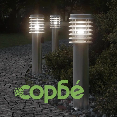 Външни подови лампи с контакт, 3 бр, сребристи, 60 см, инокс ➤ топ цена ➤ sorbe.bg