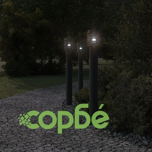 Външни подови лампи с контакт, 3 бр, черни, 110 см, инокс ➤ топ цена ➤ sorbe.bg