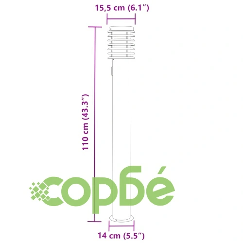 Външни подови лампи с контакт, 3 бр, черни, 110 см, инокс ➤ топ цена ➤ sorbe.bg