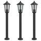 Външни подови лампи, 3 бр, черни, 80 см, неръждаема стомана