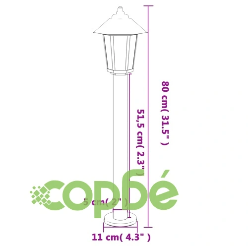 Външни подови лампи, 3 бр, черни, 80 см, неръждаема стомана ➤ топ цена ➤ sorbe.bg