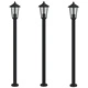 Външни подови лампи, 3 бр, черни, 120 см, неръждаема стомана
