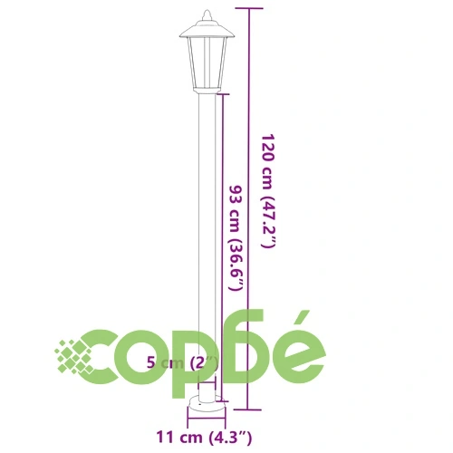 Външни подови лампи, 3 бр, черни, 120 см, неръждаема стомана ➤ топ цена ➤ sorbe.bg