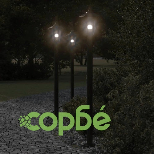 Външни подови лампи, 3 бр, черни, 120 см, неръждаема стомана ➤ топ цена ➤ sorbe.bg