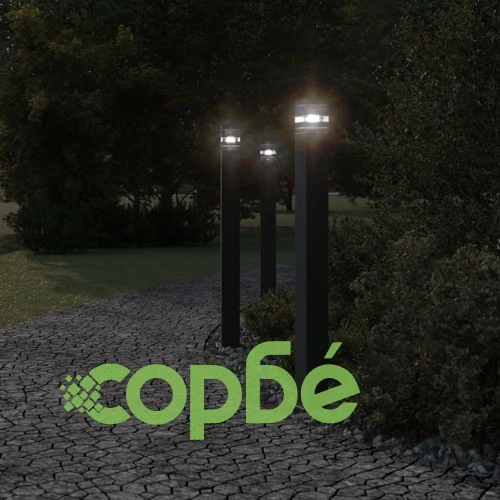 Външни подови лампи, 3 бр, черни, 110 см, алуминий ➤ топ цена ➤ sorbe.bg