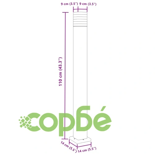 Външни подови лампи, 3 бр, черни, 110 см, алуминий ➤ топ цена ➤ sorbe.bg