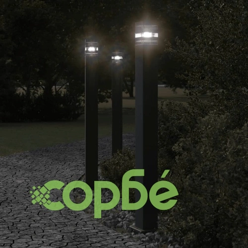 Външни подови лампи, 3 бр, черни, 110 см, алуминий ➤ топ цена ➤ sorbe.bg