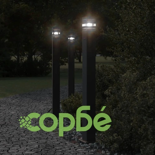 Външни подови лампи с контакт, 3 бр, черен, 110 см, алуминий ➤ топ цена ➤ sorbe.bg