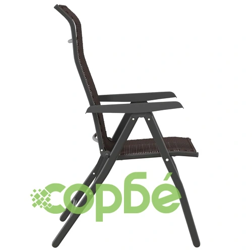 Сгъваеми градински столове, 2 бр, черно кафе, полиратан ➤ топ цена ➤ sorbe.bg